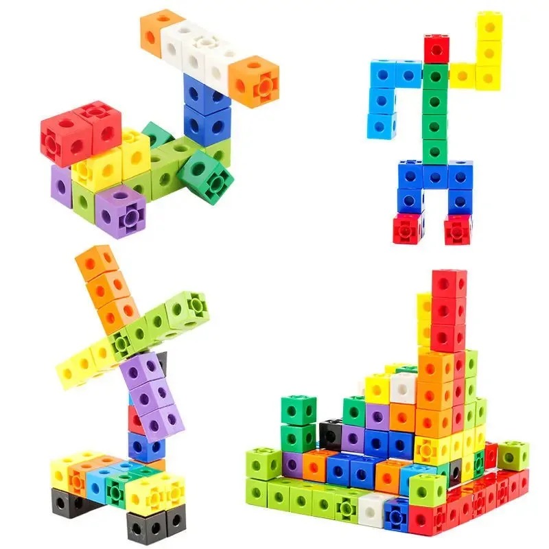 Brain Teaser Cube - ชุดลูกบาศก์เชื่อมต่อ 100 ชิ้น ของเล่นเสริมพัฒนาการทางคณิตศาสตร์สำหรับเด็ก ฝึกนับเลข บล็อกมอนเตสซอรี่