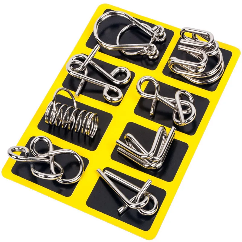 Brain Teaser Cube - 8ชิ้น/เซ็ตโลหะ Montessori ลวดปริศนา IQ สมองเกมปริศนาสำหรับเด็กเด็กผู้ใหญ่ Anti-Stress