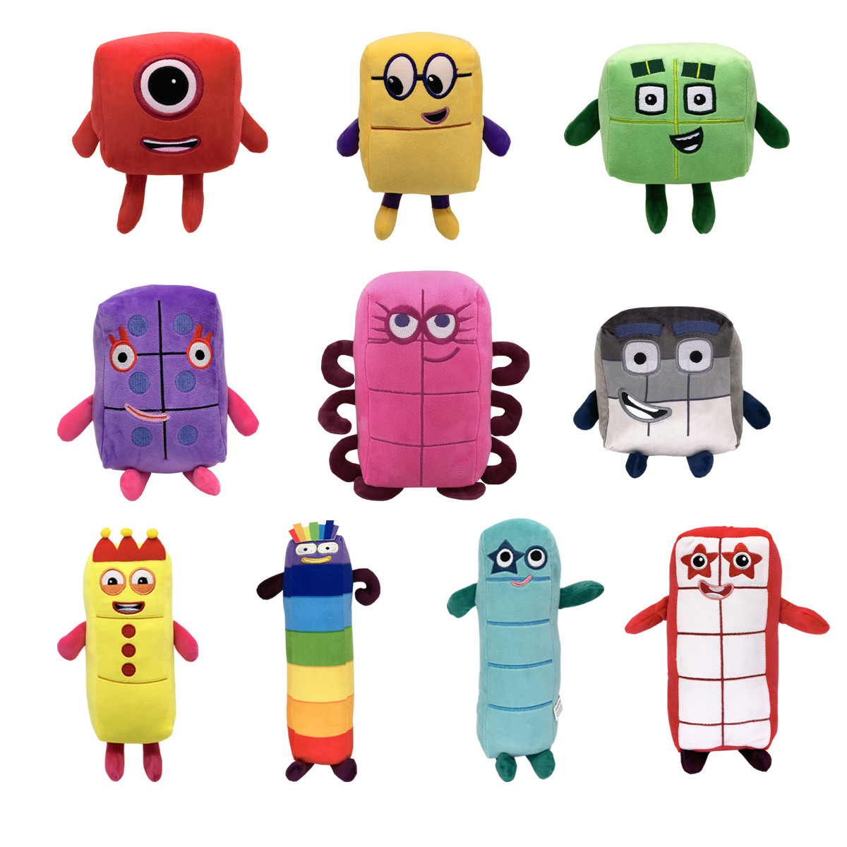 Kids Education Movies - ตุ๊กตาตัวเลขการ์ตูน 10 ชิ้น ของเล่นตุ๊กตาผ้ากำมะหยี่เพื่อการศึกษา ของเล่นตัวเลขจากภาพยนตร์และโทรทัศน์ ของขวัญสำหรับเด็ก