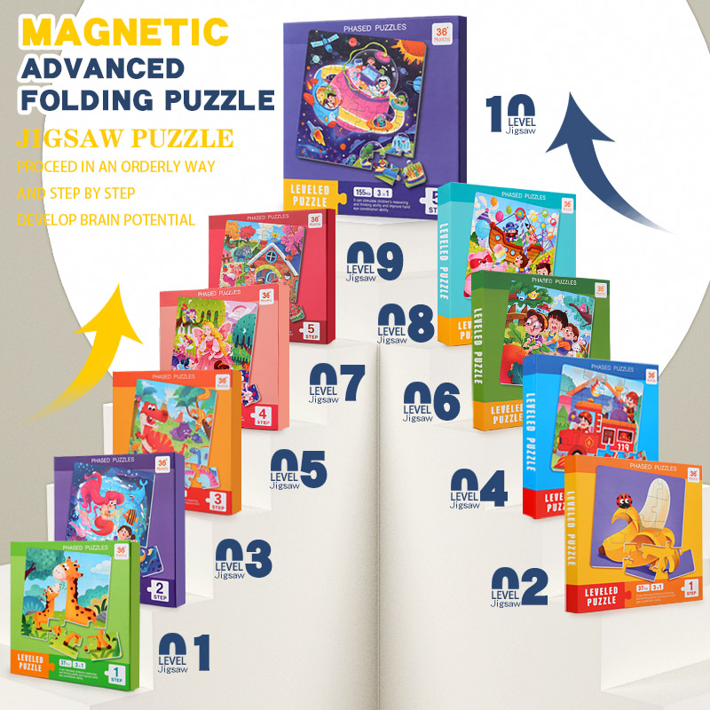 Educational Cartoon For Kids - ตัวต่อแม่เหล็กไม้ลายการ์ตูน หนังสือเงียบๆ สำหรับเด็ก เกมจิ๊กซอว์ ของเล่นเสริมพัฒนาการแบบมอนเตสซอรี่สำหรับเด็ก