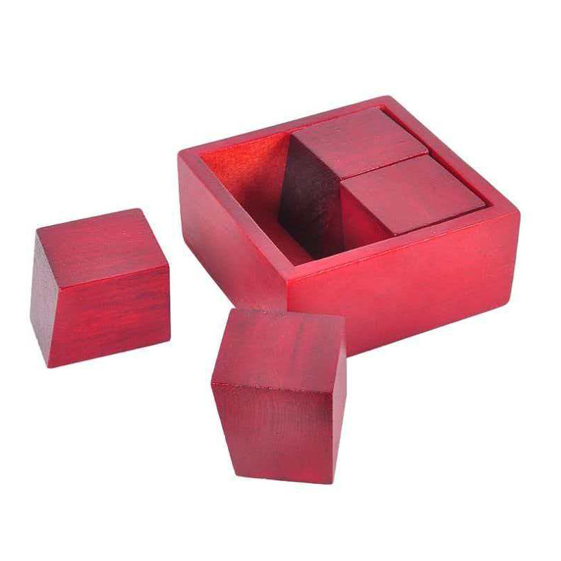 Brain Teaser Cube - กล่องปริศนาไม้สุดท้าทาย ฝึกสมอง วางชิ้นส่วนสี่ชิ้นอย่างชาญฉลาด ลูกบาศก์ตรรกะ ความยากสูง ท้าทายไอคิว