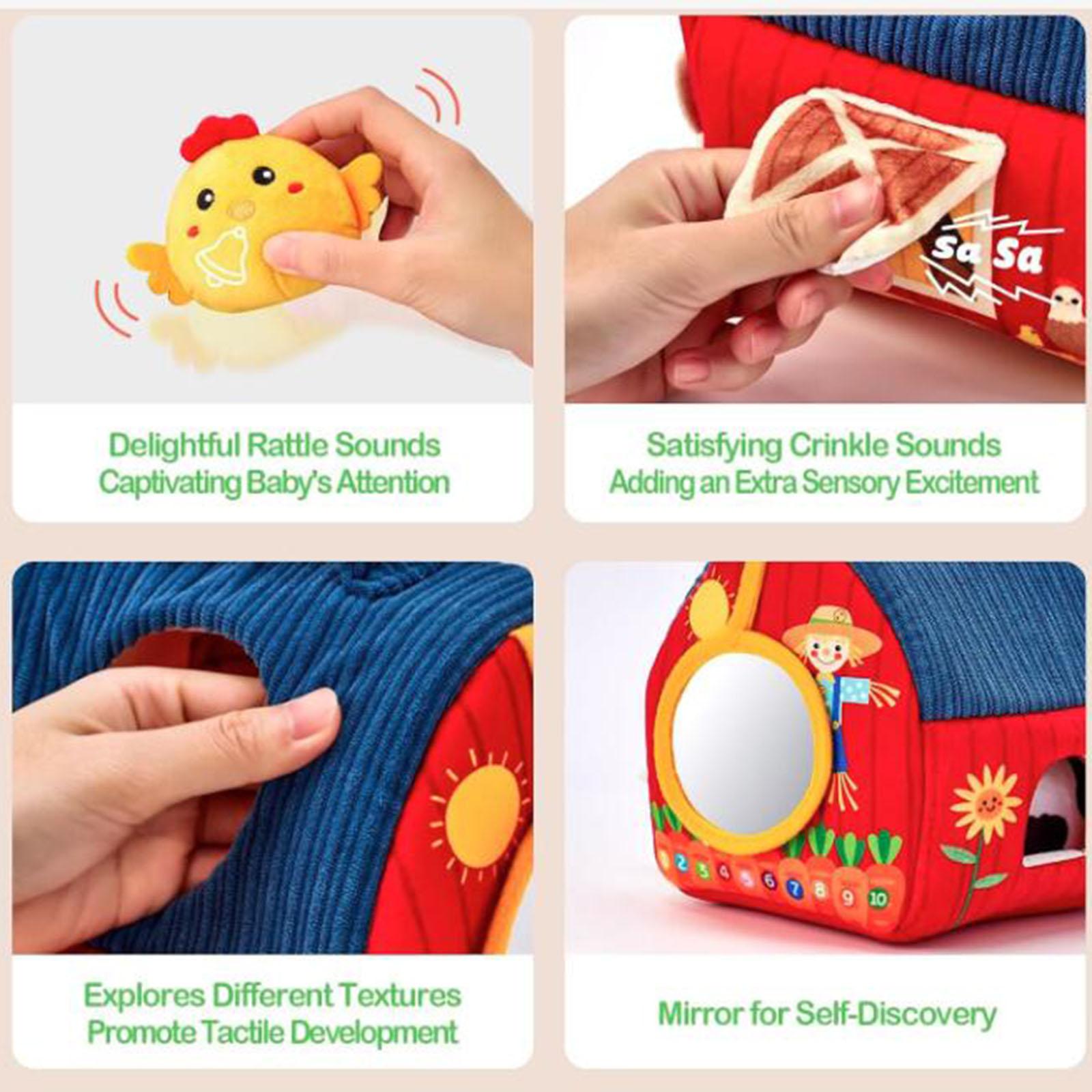 Kids Education Learn Tv - ของขวัญตุ๊กตาสัตว์เลี้ยงในฟาร์ม ของขวัญคริสต์มาส ของเล่นนุ่มนิ่มสำหรับใส่ตะกร้าอีสเตอร์ ของเล่นเสริมพัฒนาการสำหรับเด็กวัยก่อนเข้าเรียน 0-6 เดือน
